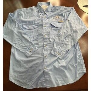 Columbia Shirt Mens Large PFG Performance Fishing Vented Quantum Patch Size L